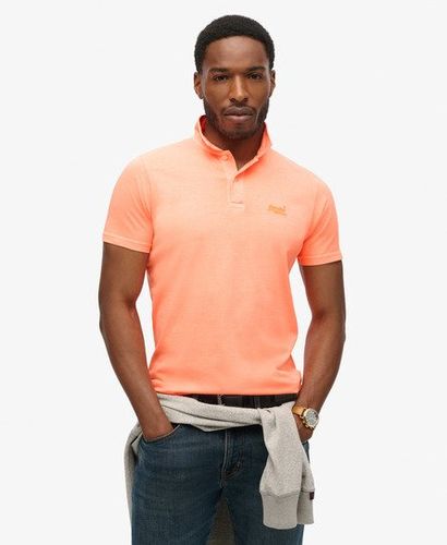 Men's Embroidered Essential Logo Neon Jersey Polo Shirt, Orange, Size: XXL - Superdry - Modalova