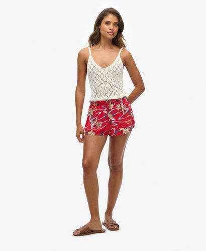 Women's Vintage Beach Printed Shorts Red / Red Lily Aop - Size: 10 - Superdry - Modalova