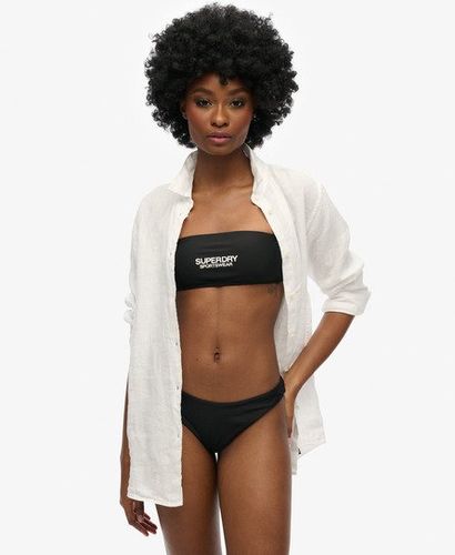 Women's Logo Bandeau Bikini Top Black - Size: 8 - Superdry - Modalova