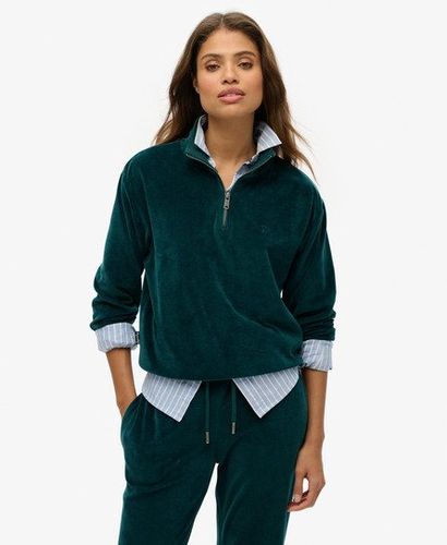 Damen Velour-oberteil mit Halblangem Reißverschluss - Größe: 42 - Superdry - Modalova