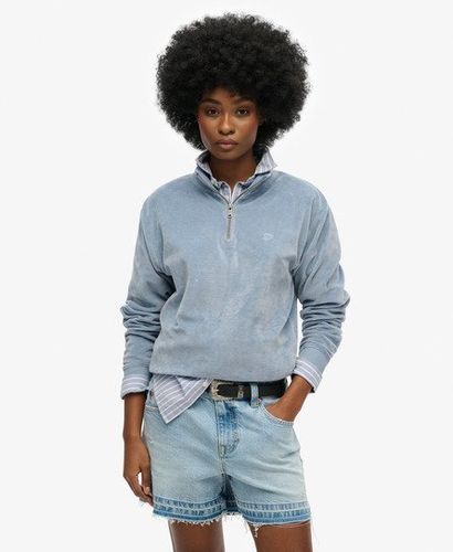 Damen Velour-oberteil mit Halblangem Reißverschluss - Größe: 38 - Superdry - Modalova