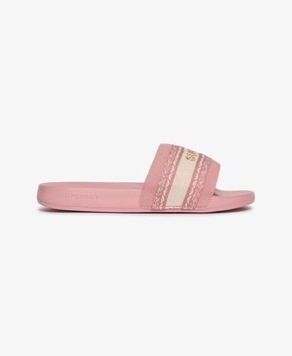 Women's Webbing Interest Pool Sliders Pink / Ash Rose - Size: 5-6 - Superdry - Modalova