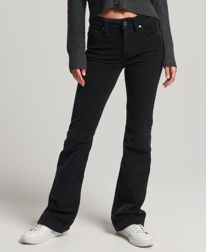 Women's Mid Rise Slim Cord Flare Jeans Black - Size: 26/31 - Superdry - Modalova