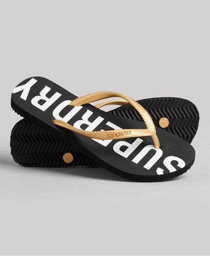 Women's Code Essential Flip Flops Black / Black/Metallic Gold - Size: M - Superdry - Modalova