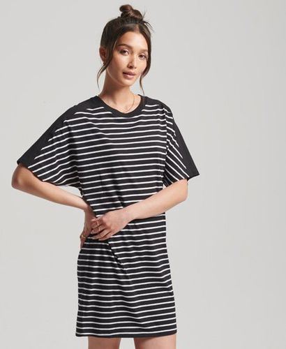 Women's Studios Cotton Modal T-Shirt Dress Black / Black/White Stripe - Size: 10 - Superdry - Modalova