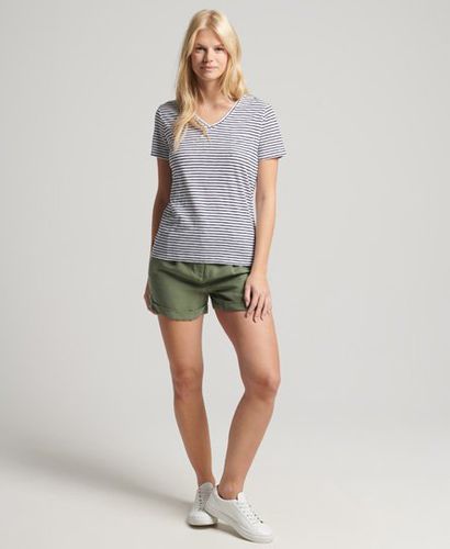 Women's Organic Cotton Studios Pocket V-Neck T-Shirt Navy / Navy Breton - Size: 8 - Superdry - Modalova