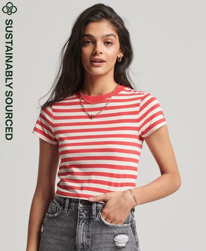 Women's Organic Cotton Vintage Crop T-Shirt Red / Soda Pop Red/Oatmeal Stripe - Size: 14 - Superdry - Modalova