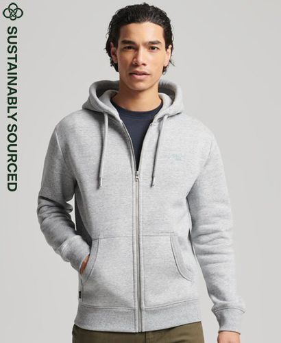 Men's Organic Cotton Vintage Logo Embroidered Zip Hoodie Light Grey / Athletic Grey Marl - Size: XS - Superdry - Modalova