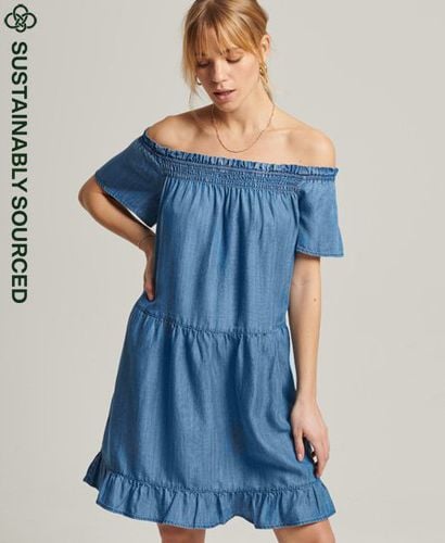 Women's Vintage Off The Shoulder Dress Blue / Mid Wash - Size: 6 - Superdry - Modalova