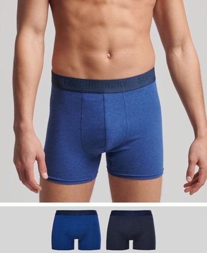 Men's Organic Cotton Boxer Double Pack Blue / Bright Blue/Navy Marl - Size: S - Superdry - Modalova