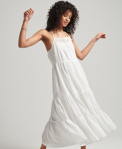 Women's Cotton Vintage Lace Cami Maxi Dress, White, Size: 10 - Superdry - Modalova