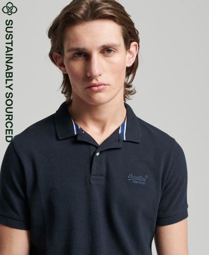 Men's Organic Cotton Essential Classic Pique Polo Shirt / Eclipse - Size: S - Superdry - Modalova