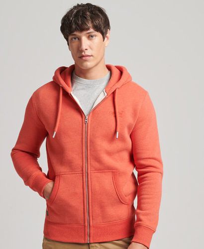 Men's Organic Cotton Vintage Logo Embroidered Zip Hoodie Orange / Bright Orange Marl - Size: S - Superdry - Modalova