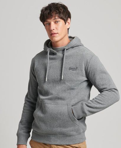 Men's Organic Cotton Essential Logo Hoodie Grey / Charcoal Grey Marl - Size: S - Superdry - Modalova