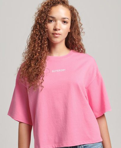 Women's Micro Logo Embroidered Boxy T-Shirt Pink / Marne Pink - Size: 8 - Superdry - Modalova