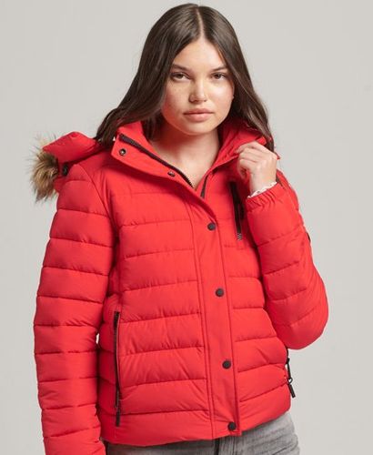 Women's Faux Fur Short Hooded Puffer Jacket / High Risk - Size: 10 - Superdry - Modalova