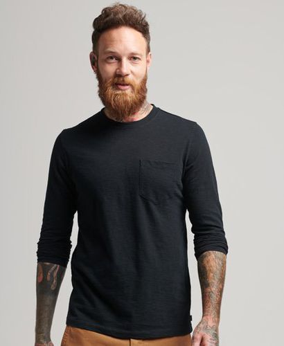 Men's Long Sleeve Slub Jersey Top Black - Size: S - Superdry - Modalova