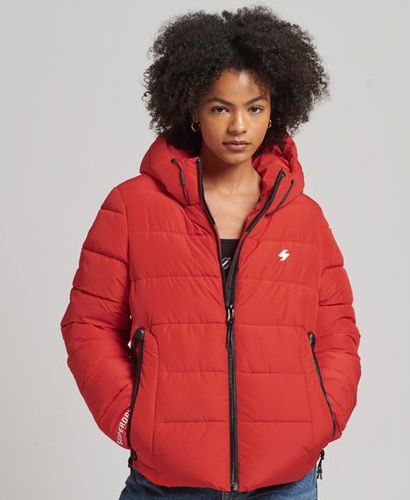 Women's Hooded Spirit Sports Puffer Jacket Red / Bright Red - Size: 10 - Superdry - Modalova