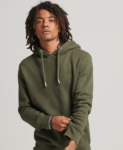 Men's Organic Cotton Essential Logo Hoodie Green / Olive Marl - Size: S - Superdry - Modalova