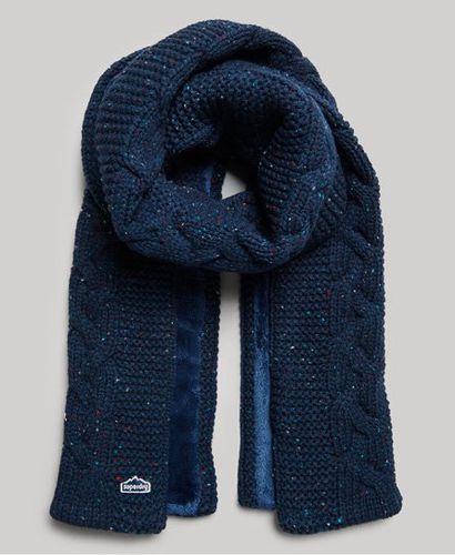 Women's Cable Knit Scarf Blue / Deep Navy Tweed - Size: 1SIZE - Superdry - Modalova