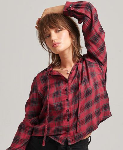 Women's Ruffle Trim Long Sleeve Check Shirt Red / Red Check - Size: 8 - Superdry - Modalova