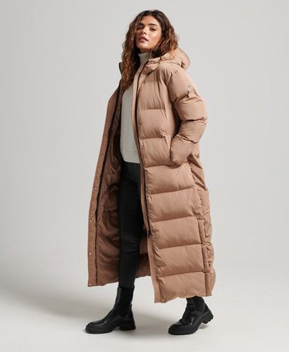Women's Hooded Maxi Puffer Coat Brown / Woodsmoke - Size: 10 - Superdry - Modalova