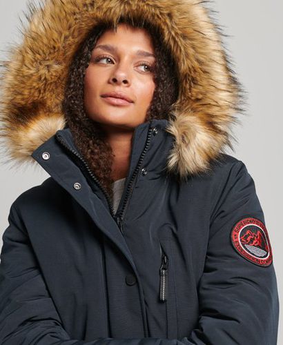 Women's Hooded Everest Faux Fur Parka Coat Navy / Eclipse Navy - Size: 10 - Superdry - Modalova