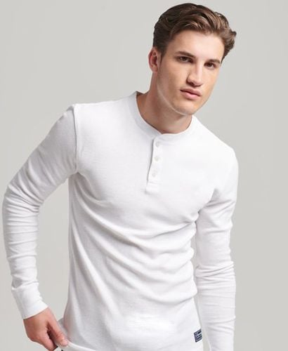 Men's Organic Cotton Long Sleeve Waffle Henley Top White / Brilliant White - Size: Xxl - Superdry - Modalova