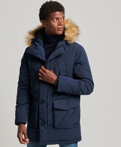 Men's Hooded Everest Faux Fur Parka Navy / Nordic Chrome Navy - Size: XL - Superdry - Modalova