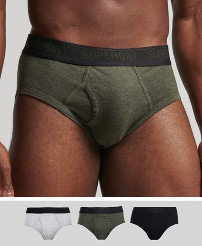 Men's Organic Cotton Brief Triple Pack Black / Black/Olive/Grey - Size: XL - Superdry - Modalova