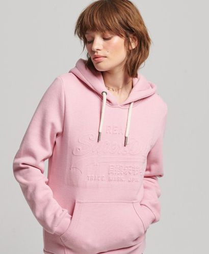 Women's Embossed Graphic Logo Hoodie Pink / Cameo Pink - Size: 10 - Superdry - Modalova