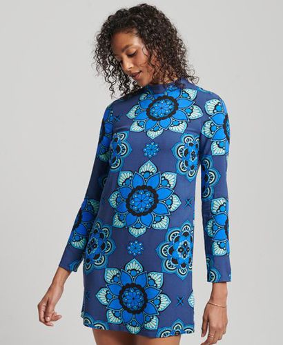 Women's Long Sleeve Printed Mini Dress Blue / Psychedelic Blue - Size: 8 - Superdry - Modalova