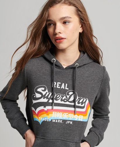 Women's Vintage Logo Overhead Hoodie Dark Grey / Charcoal Marl - Size: 8 - Superdry - Modalova