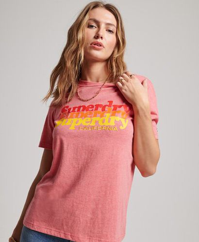 Women's Vintage Scripted Infill T-Shirt Red / Coral Red Heather - Size: 6 - Superdry - Modalova
