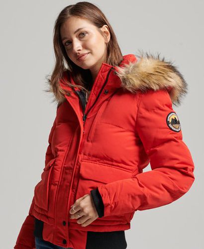Women's Everest Hooded Puffer Bomber Jacket Red / High Risk Red - Size: 10 - Superdry - Modalova