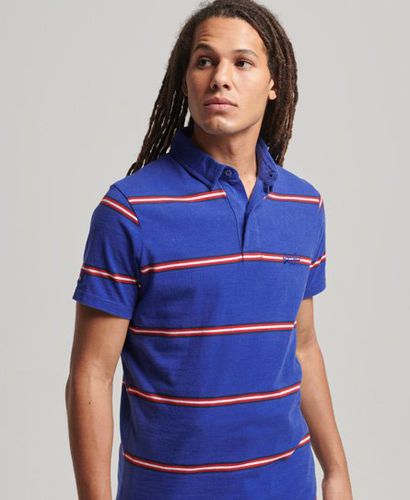 Men's Organic Cotton Academy Stripe Polo Shirt Blue / Varsity Blue - Size: M - Superdry - Modalova