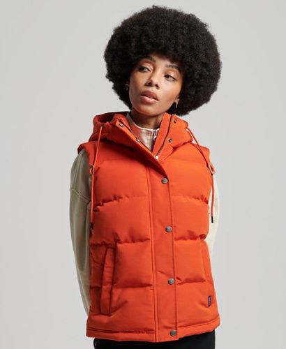 Women's Ladies Fully Lined Embroidered Vintage Hooded Everest Gilet, Orange, Size: 10 - Superdry - Modalova