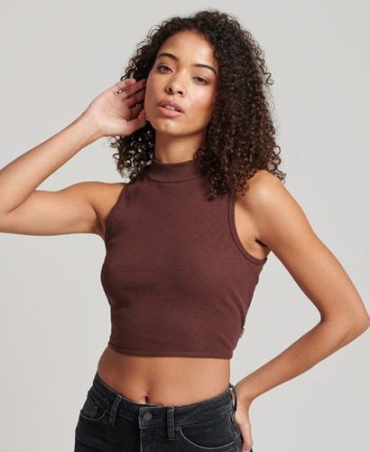 Women's Cropped Mock Neck Tank Top Brown / Brown Chicory Coffee - Size: 14 - Superdry - Modalova