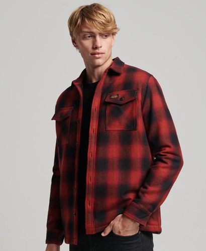 Men's Sherpa Lined Miller Wool Overshirt Red / Redwood Check - Size: S - Superdry - Modalova