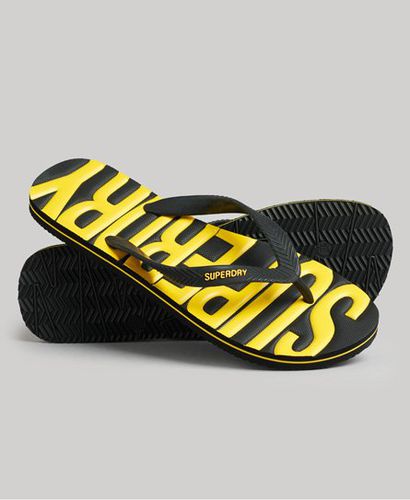 Men's Men's Classic Embossed Vegan Flip Flops, Black and Yellow, Size: M - Superdry - Modalova