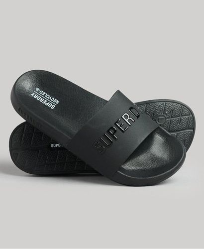 Men's Code Logo Pool Sliders Black / Black/black - Size: S - Superdry - Modalova