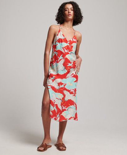 Women's Printed Midi Slip Dress Red / Tsuru Red - Size: 12 - Superdry - Modalova