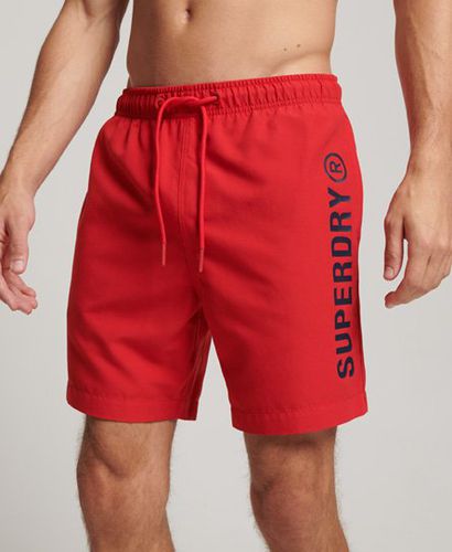 Men's Core Sport 17 Inch Recycled Swim Shorts Red / Risk Red - Size: XL - Superdry - Modalova