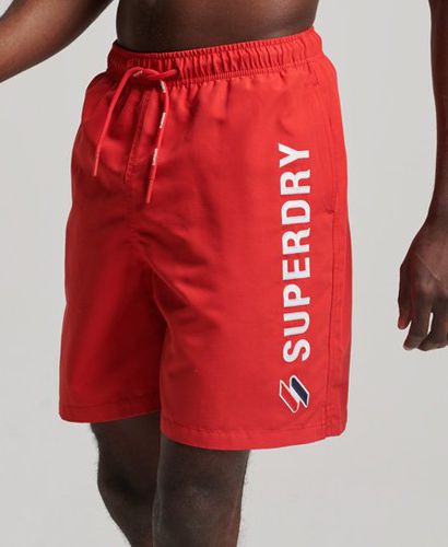 Men's Applique 19 Inch Recycled Swim Shorts Red / Risk Red - Size: S - Superdry - Modalova