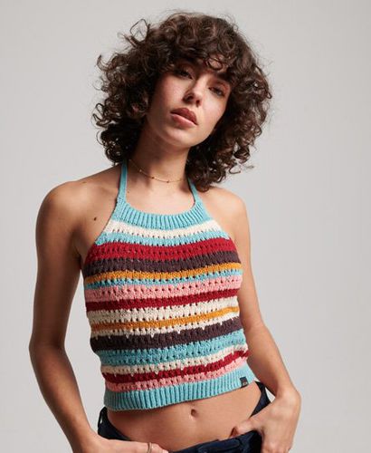 Women's Crochet Halter Top Green / Beryl Green Stripe - Size: 12 - Superdry - Modalova