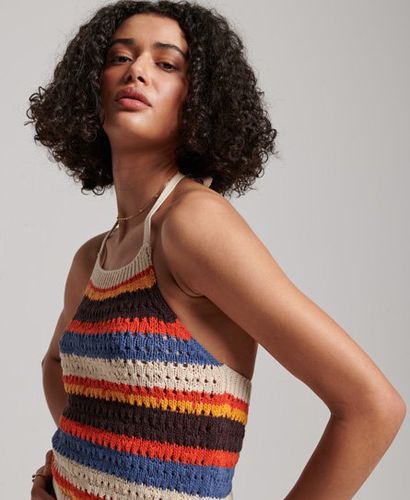 Women's Crochet Halter Top Brown / 70s Chocolate Stripe - Size: 12 - Superdry - Modalova