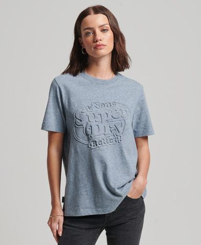 Women's Organic Cotton Vintage Cooper Embossed T-Shirt / Creek Grit Grindle - Size: 10 - Superdry - Modalova