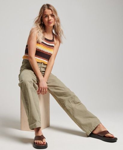 Women's Logo Patch Organic Cotton Vintage Wide Carpenter Pants, Green, Size: 17/16 - Size: 34/32 - Superdry - Modalova