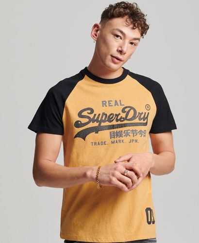 Men's Organic Cotton Vintage Logo Raglan T-Shirt Yellow / Ochre Yellow Marl/Black - Size: M - Superdry - Modalova