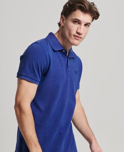 Men's Organic Cotton Vintage Washed Pique Polo Navy / Supermarine Navy - Size: S - Superdry - Modalova